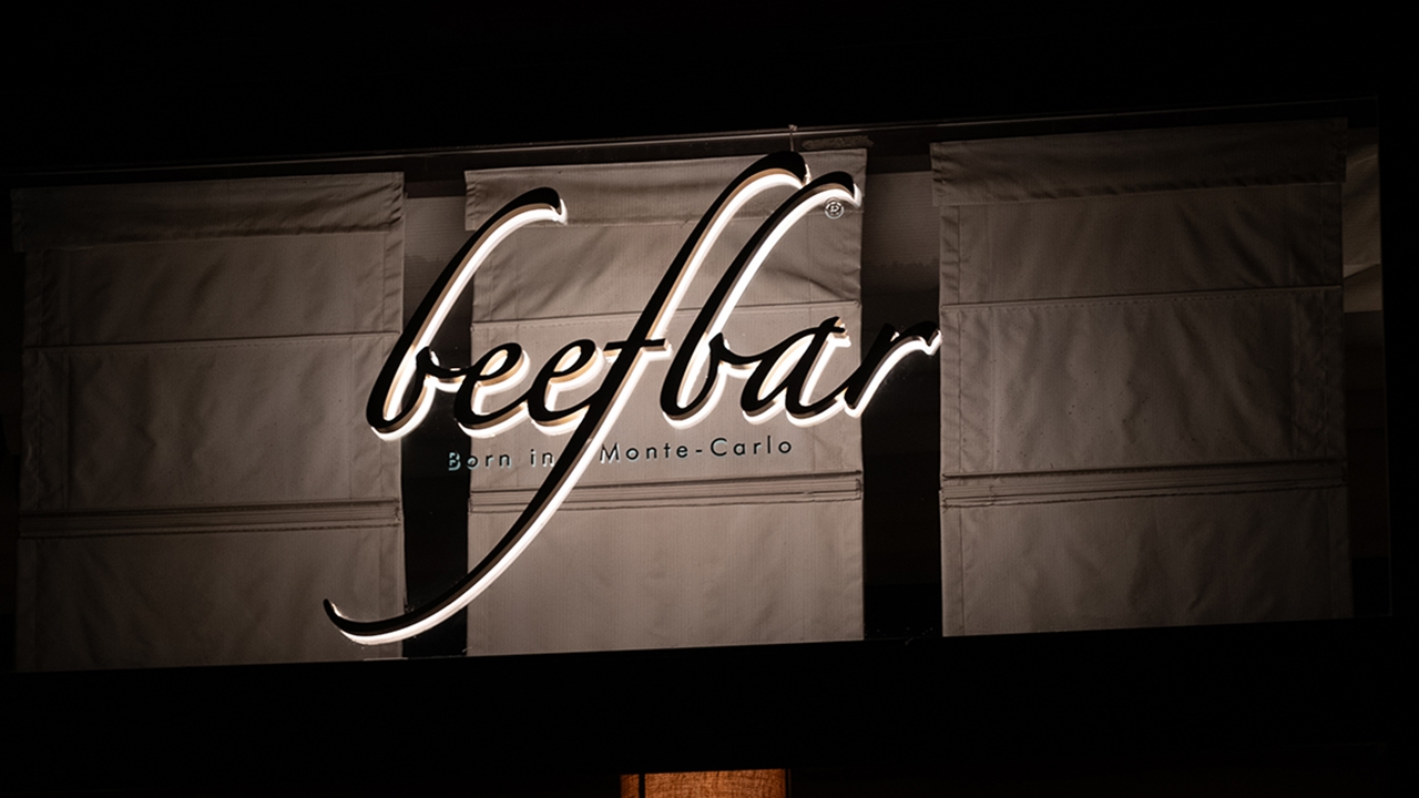 Golden Glow LED Signage for Beef Bar, Dubai JBR